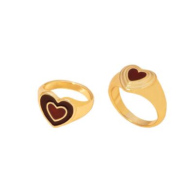 China New Cute Creative Simple Colorful Children Girls Women Ring Vintage Heart Rings For Love Heart Shape Jewelry for sale