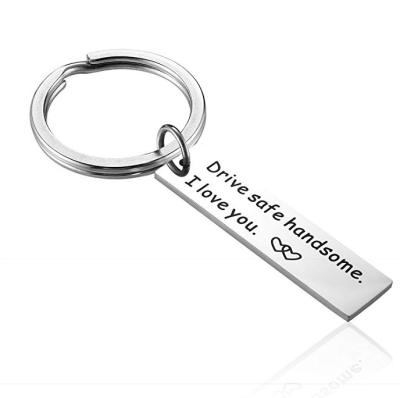 China Handsome Engraved Car Key Chain Stainless Steel Drive Safe Charm Keychains I Love You For Couples Husband Dad Key Chains Gifts for sale