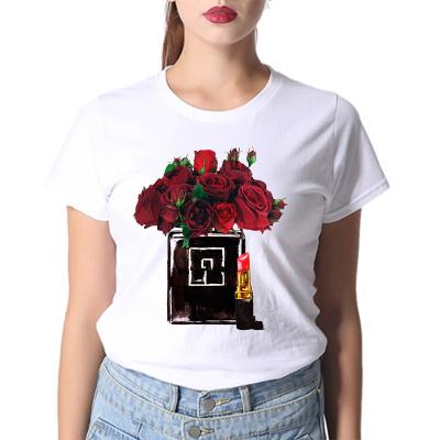 China New Fashion Style Anti-Shrink Women Round Neck T-shirt White Harajuku Short Sleeve Tops Tees Girlfriend Gift for sale