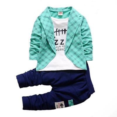 China Casual Long Sleeve Sport Suits Kids Sets Coat Jacket T-Shirt Pants 3 Pcs Gentleman Style Children Clothing Sets for sale