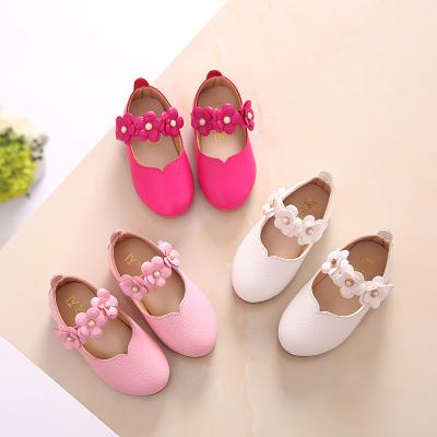 China Butterfly-knot Flower Toddler Kids Wedding Party Dress Princess Leather Shoes Girls White Pink School Dance Shoes for sale