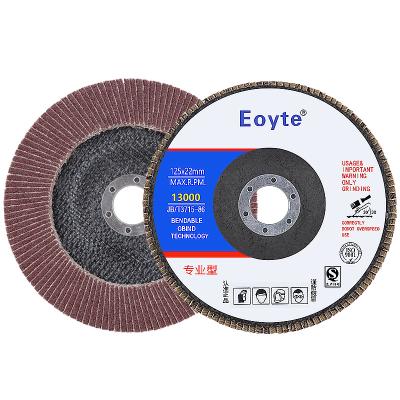 China OEM 4.5inch Performance Quality Brown Corundum Fiberglass Stand Pad Solapa Solapa Rueda 125mm Angle Grinder Flap Disc 125 Height for sale