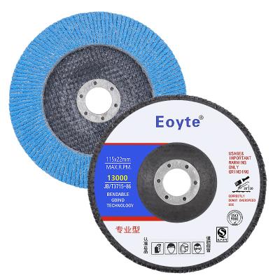 China Professional OEM 115mm Zirconia Fiberglass Backing Pad Fin Disc Solapa Rueda 115mm Angle Grinder Flap Disc For Metal Fin Wheel 115 for sale