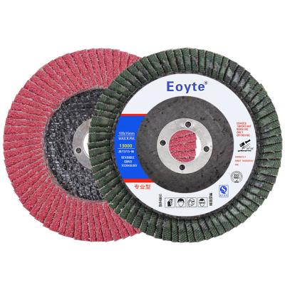 China 4in OEM High Performance Quality Brown Corundum Fiberglass Backing Pad Solapa Solapa Rueda 100mm Angle Grinder Flap Disc For 100 for sale