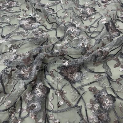 China fashion 3d custom design white embroidery mesh 3d polyester floral fabric for sale