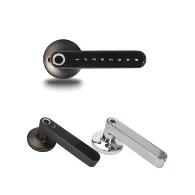 China Handle Design Wifi Zinc Alloy Blue Connect Easy Install Electronics Fingerprint Password Smart Keyless Door Lock for sale