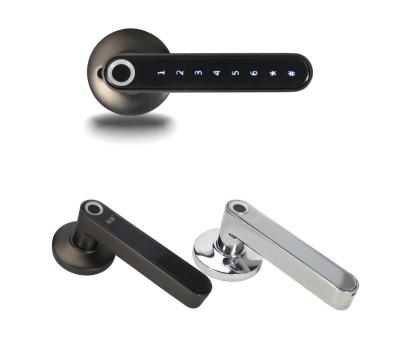 China Handle Design Wifi Zinc Alloy Blue Connect Easy Install Fingerprint Keyless Password Electronics Smart Door Lock for sale