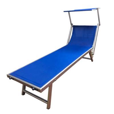 China Easy Folding Aluminum Folding Chaise Lounge Bed With Sunshade LETTINO SPIAGGIA for sale