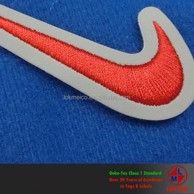 China 3D Iron-on Embroidery 3D Embossed Embroidery Fabric Label for sale