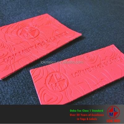 China Luxury 3D Embossed Logo PU Patch Leather Label for sale