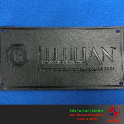 China custom 3D PU branded black leather patches for sale