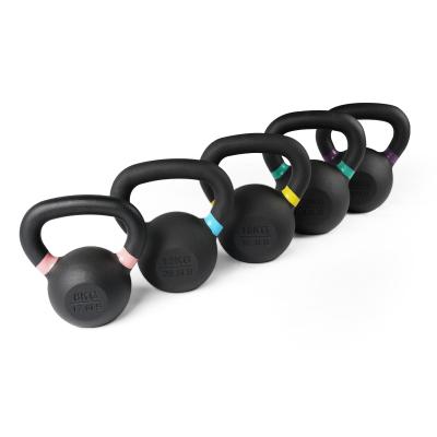 China Universal Wholesale Kettlebell Cast Iron Basics OEM Colored Strips Weight Commercial Custom Powder Coated for sale