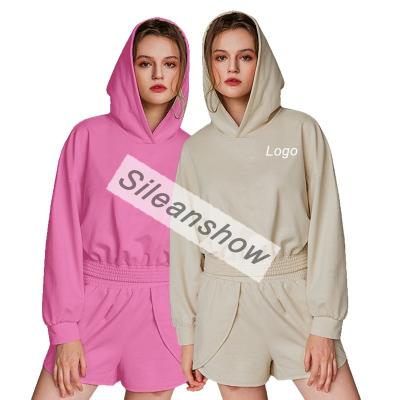 China Factory Direct Autumn Hooded Embroidered Sweet Waterproof QUICK DRY Workout Custom Set Women Terry Hoodie for sale