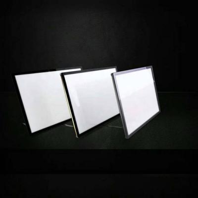 China 2mm tempered glass on top 2020 factory high quality A4 size LED menu board directly for putting on buffet counter for sale