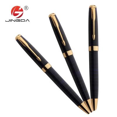 China Promotional Metal Ballpoint Pen Metal Ballpoint Pen Custom Logo Metal Ball Pen Black Classic Ball With Gold Pen Clip for sale