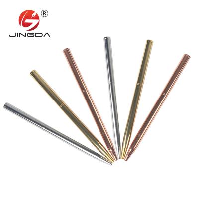 China Promotional Pen Promotional Rose Gold Metal Slim Ball Pen Logo Printed Hotel Gold Pen for sale