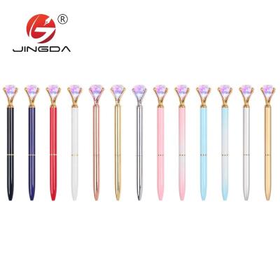 China Pen Charming Promotional Rainbow Luminous Pencil Diamond Crystal Pen With Light Metal Crystal Pen With Logo for sale