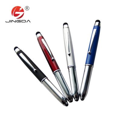 China Promotional pen 3 in 1 promotional ballpoint pen with led light pen touch ballpoint pen with light for sale