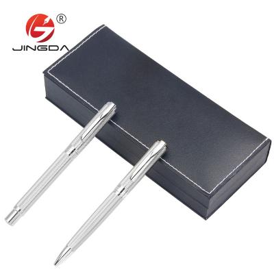 China Promotional Classic Silver Pen Chrome Metal Trackball Pen With Pen Box As Gift Pen Set for sale