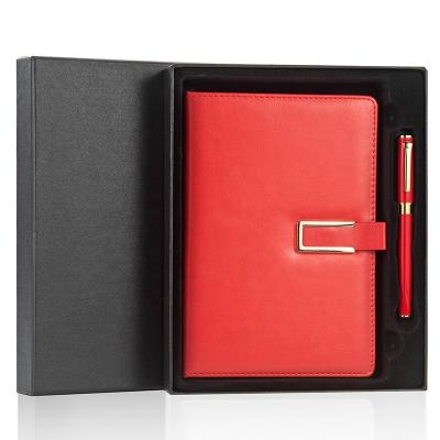 China Notebook with Gift Set Luxury B5 Pen Holder Notebook PU Leather Hard Cover Notebook with Pen Holder for sale