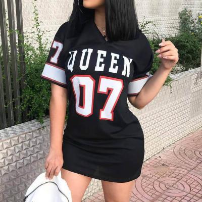 China Anti-static high-end v-neck ladies dress sexy T-shirt dress short mini skirt plus size women's dresses for sale