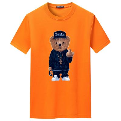 China wholesale custom mens graphic t-shirts Anti-wrinkle cotton fashion high street bear print cartoon oversized T-shirt for sale