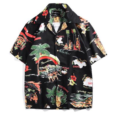 China Anti-pilling Hot Selling Men Attractive All Over Print Rayon Button Down Short Sleeve Hawaiian Shirt for sale