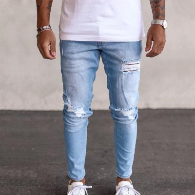 China 2022 Hot Sales Sustainable High Quality Slim Stretch Ripped Plus Size Mens Jeans Custom Made Jeans for sale