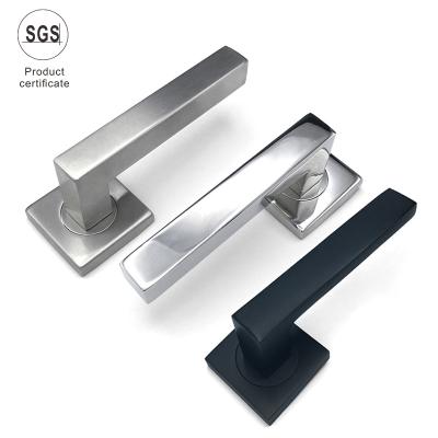 China Manufacture high quality 201/304 level polished door handles modern stainless steel matte black square tube UK for sale