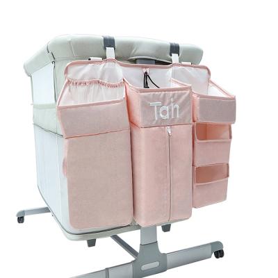 China Fashion Indoor Foldable Waterproof Baby Container Diaper Caddy Newborn Baby Crib Storage Bag Baby Crib Room Hutch Organizer for sale