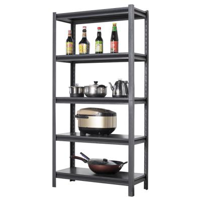 China Home Kitchen Storage Boltless Adjustable Metal Stocked Black Shelf for sale