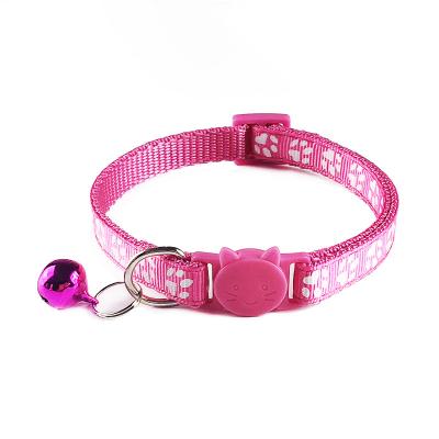 China CHENXU Thoughtful Collar Pour Collar for Cat Pet Cat Collar with Cute Bell Paw Print Adjustable Nylon Ribbon Neck Strap FO for sale