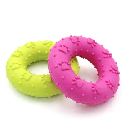 China Custom Stocked OMPET Pet Toys Chew Dog Cleaning Toy Circle Shaped Colorful Pet Teeth Bite-Resistant Rubber TPR Tooth for sale