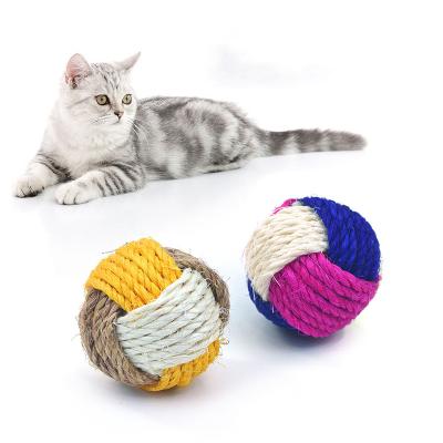 China OMPET Hot Stocked Cat Kitty Chew Toys Cat Sisal Ball Interactive Pet Rope Armor Ball Dog Scratcher for sale