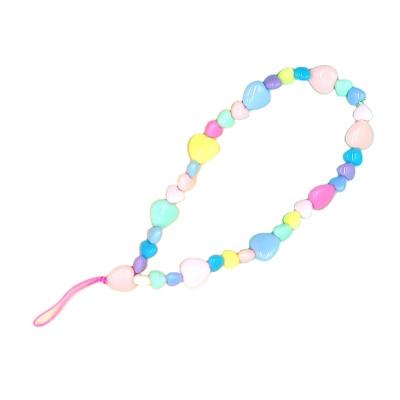 China New Cute Designer Mobile Phone Charm Strap Polymer Clay Beaded Phone Chain Love Phone Jewelry For Women Anti-lost Lanyard for sale