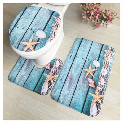 China Polyester Floor Washable Bath Mats Washable Bathroom Toilet Rugs for sale