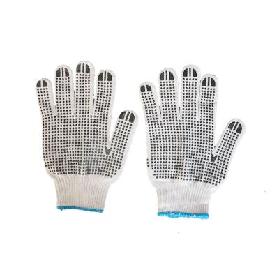 China Tear Resistant High Quality PVC Sides Double Dots Work Safety Garden Cotton Gloves for sale