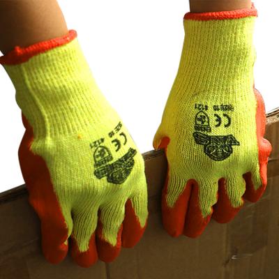 China Wholesale Working Gloves Mechanic Glove Household Cotton Lined Rubber Poly Latex Safety Electric Hand To Work Gloves With Orange Palm for sale