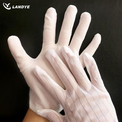 China Five Finger Glue Scratch Protective Afety PVC Disposable Cloth High Quality Static Heat Resistant PU Anti ESD Working Women's Non-Slip Gloves for sale