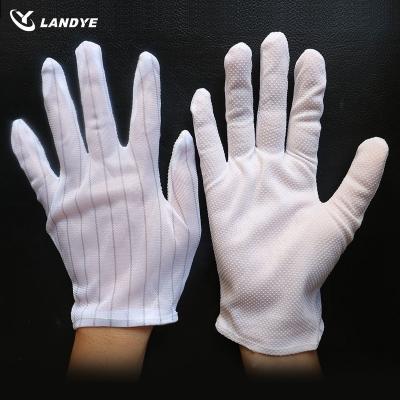 China Compostable Five Finger Antistatic Pu Coated Esd Glue Dotted Working Glove With PCV Dots for sale