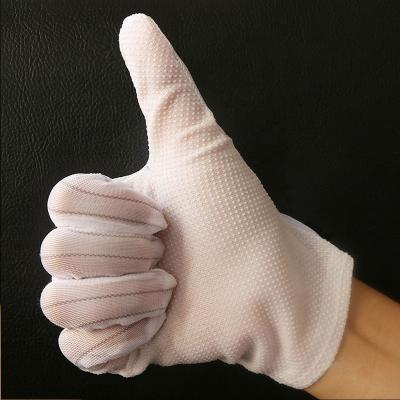 China Five Finger Glue High Quality Dotted Compostable Coated ESD Cleanroom Work Antistatic Gloves for sale