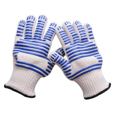 China Non-slip White Color Heat Resistant BBQ Grilling Microwave Nomex Silicone Gloves for Cooking Cooking Guantes for sale