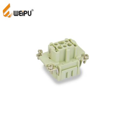 China Heaby Duty Male Copper Power WEIPU HE-006 16A 500V 6Pin Industrial Brass Cable Connector for sale