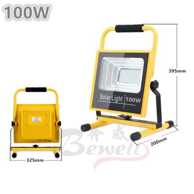 China Waterproof Camping Sports Stadiums 100 Watt IP65 Power LED Flood Light Rechargeable Portable Solar Operating Light for sale