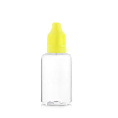 China Plastic Oil etc Eye Drop PET Dropper Bottles 30ml E-liquild /E-Juice/Essential with long child proof tamper tips and caps for sale