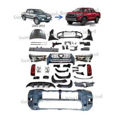 China Plastic for hilux body kit for hilux vigo 2005 - 2014 upgrade to 2021 hilux facelift body kits for sale