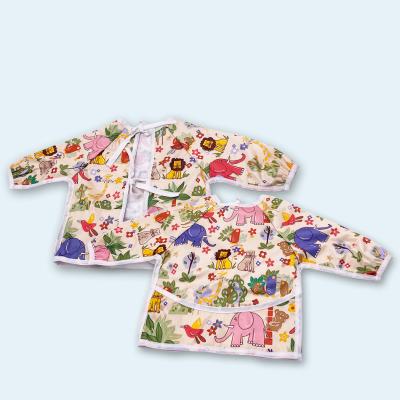 China Goodbum Washable Hot Sale Reusable Baby Cute Printing Waterproof Bib with Sleeves for Baby and Toddler for sale