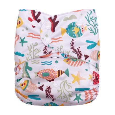 China New Design Larger Size Printed Cloth Diaper With Double Gussets Adjustable Baby Cloth Diaper for sale