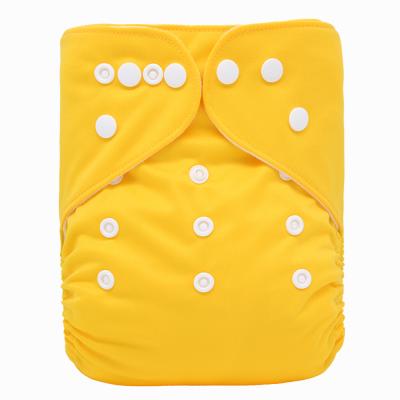 China Goodbum Solid Color Factory Outlet Printed Suede Cloth Washable Adjustable Size One Fit All Baby Cloth Pocket Diaper for sale