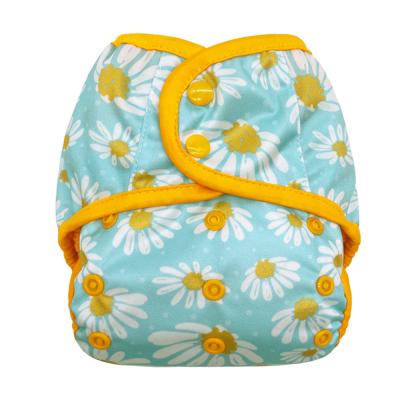 China Goodbum Small Daisy Printing Cloth Diaper Cover Printed Snaps Sale Hot Adjustable Cover Double Gusset Waterproof Cloth Diaper Cover for sale